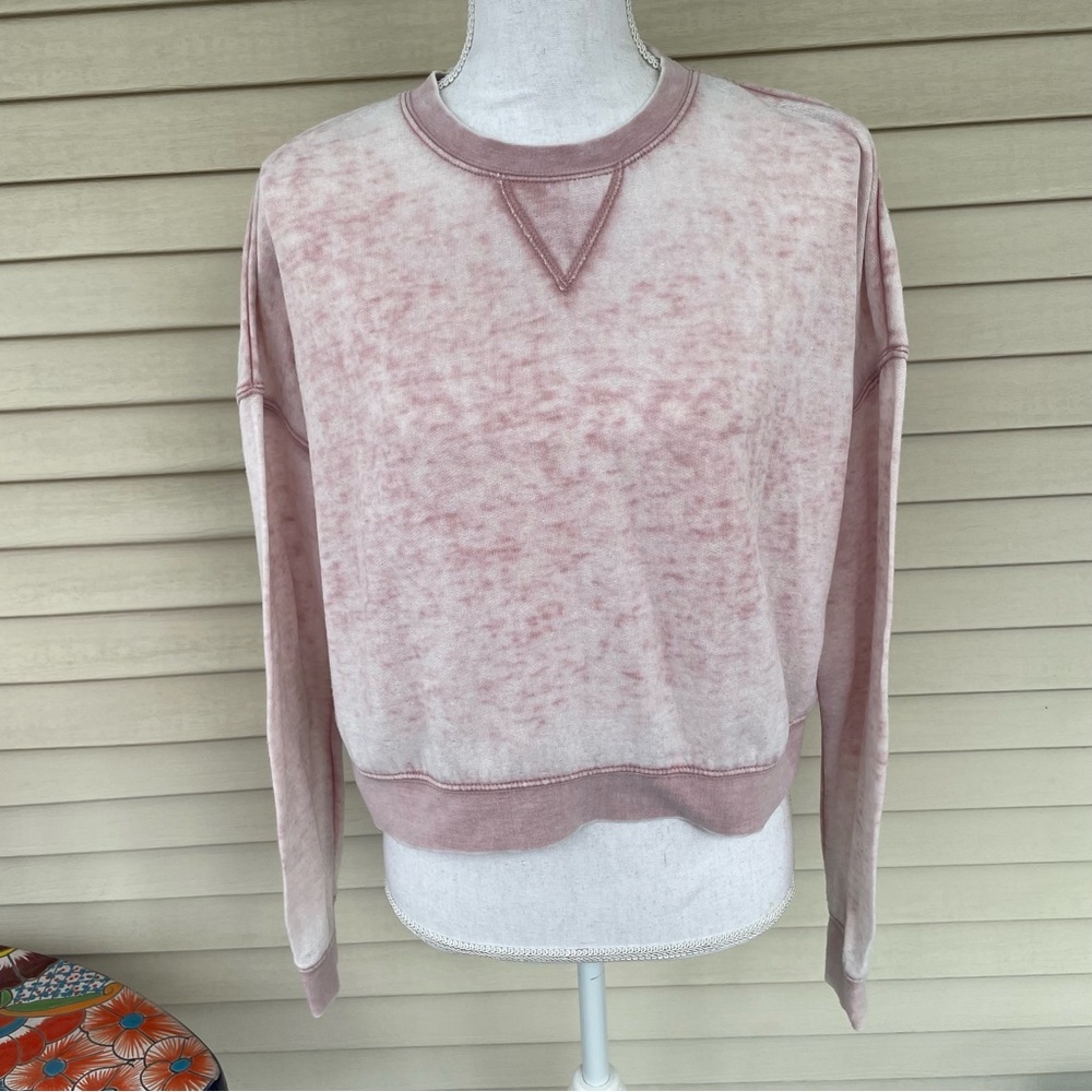 Kendall + Kylie Burnout Relaxed Cropped Crew Neck Sweatshirt Size XS